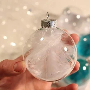16 pcs Hanging Clear Plastic Fillable Ornaments, 2.36" DIY Christmas Balls Craft - Picture 1 of 7