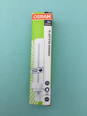 Osram Dulux D 18W 2-Pin G24d-2/G24d2 Cool White 1200 Lumens compact fluorescent - Image 1 of 4