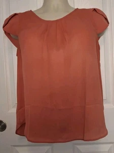 DNA Couture Womens Coral Size Large Chiffon Petal Sleeve Blouse - Picture 1 of 9