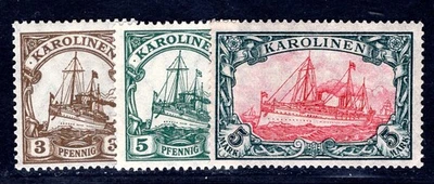 GERMAN COLONIES CAROLINE ISLANDS 1915 21-22 * FLAWLESS SET with WATERMARK (F7509 - Image 1 of 2