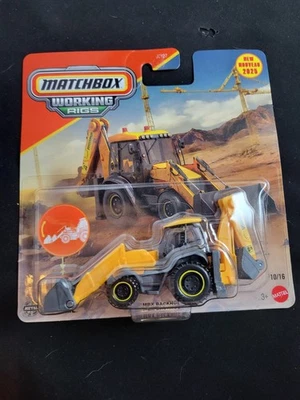 2025 Matchbox Working Rigs 10/16 MBX BACKHOE Yellow New Model Near Mint - Image 1 of 2