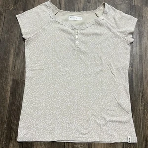 Abercrombie Kids Floral Tan White Lace Round NeckShort Sleeve T-Shirt Top 17/18 - Picture 1 of 8