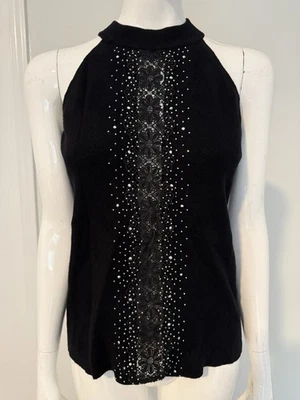 VILA MILANO шикарный черный без рукавов верхний последовательный спереди женщин размер M - Изображение 1 из 4