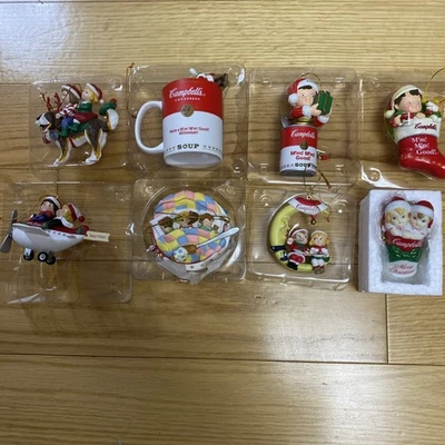 CAMPBELL SOUP KIDS CHRISTMAS ORNAMENTS LOT OF 8 1993-2007 See All Pictures - Image 1 of 4