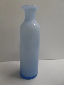 VINTAGE STUDIO ART GLASS VASE BOTTLE CASED BLUE WHITE MID CENTURY - Picture 1 of 5