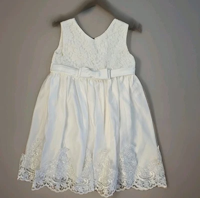 女孩白色正式礼服花朵女孩派对复活节等约尺寸 4 — 第 1/4 张图片