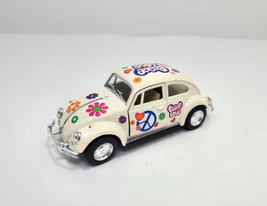 Kinsmart 5" VW Classic Beetle Peace Decals Diecast 1:32 Volkswagen White 1967 - Picture 1 of 3