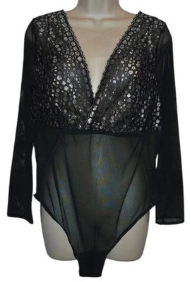 Lane Bryant Cacique Seriously Sexy Black Silver Bodysuit Size 14 / 16 NWT! - Image 1 of 3