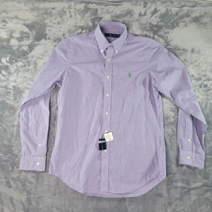 Ralph Lauren camicia abbottonata uomo media viola gingham check manica lunga - Foto 1 di 8