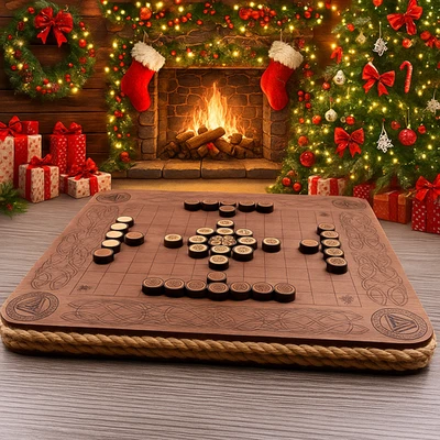 Hnefatafl Viking Board Game 9.8in - Norse Strategy Set w/ Storage, Christmasgift - Image 1 of 4