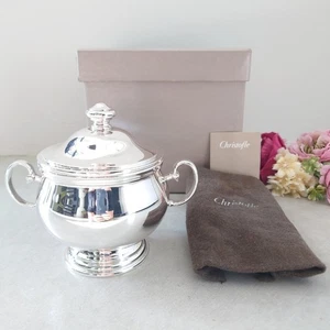 Christofle Albi Silber Zuckerdose mit Stoffbeutel & Box elegantes Geschirr #0656 - Bild 1 von 16