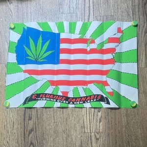 Vintage 1971 Marijuana Black Light Poster "E Pluribus Cannabis" Original - Picture 1 of 7