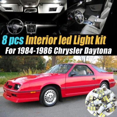 Kit de bombillas LED interiores de auto súper blancas de 8 piezas para Chrysler Daytona 1984-1986 Foto 1 de 4