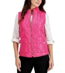 Charter Club Women's Stand Collar Zipper Closure Quilted Vest Berry Cool Size L - Picture 1 of 1