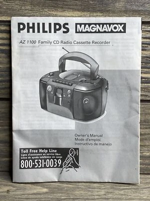 Vintage Phillips Magnavox Owners Manual AZ 1100 CD Radio Cassette Recorder - Image 1 of 2