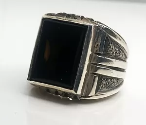 Heavy Sterling Silver Star Knights Ring with Bold Beautiful Stone Men and Women - Picture 1 of 4