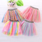 Girls Rainbow Tutu Skirts Dance Party Ballet Tulle Skirt Birthday Party Dress