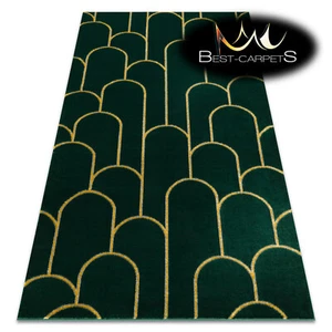 Exclusive Modern Rug "EMERALD" glamour art deco BOOTLE GREEN / GOLD High Quality - Picture 1 of 6