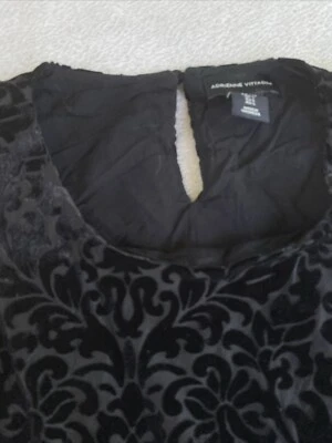 Vestido Adrienne Vittadini Swing Tank Grande Negro Terciopelo Burnout Barroco Foto 1 de 4