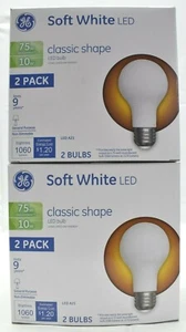 GE 75 Watt Soft White LED Light Bulb, 2700 K, 2 Bulbs Each - 2 Pack - Picture 1 of 3