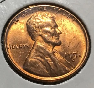 Lincoln Wheat 1951-D rojo. Centavo. BU. INV#4102 - Imagen 1 de 6