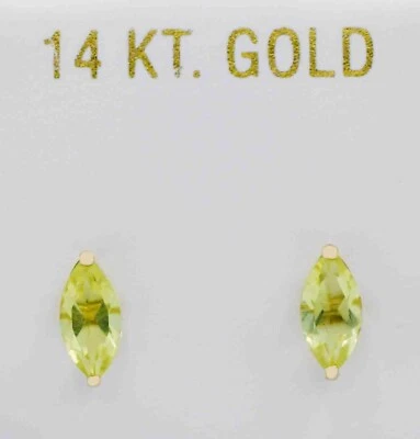 GENUINE 1.32 Cts PERIDOT STUD EARRINGS 14K YELLOW GOLD  - Free Appraisal Service - Image 1 of 4