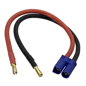 4mm Banana Bullet Plug To EC5 Male 10AWG 25CM Charge Cable for Lipo NiMh NiCd - Picture 1 of 8
