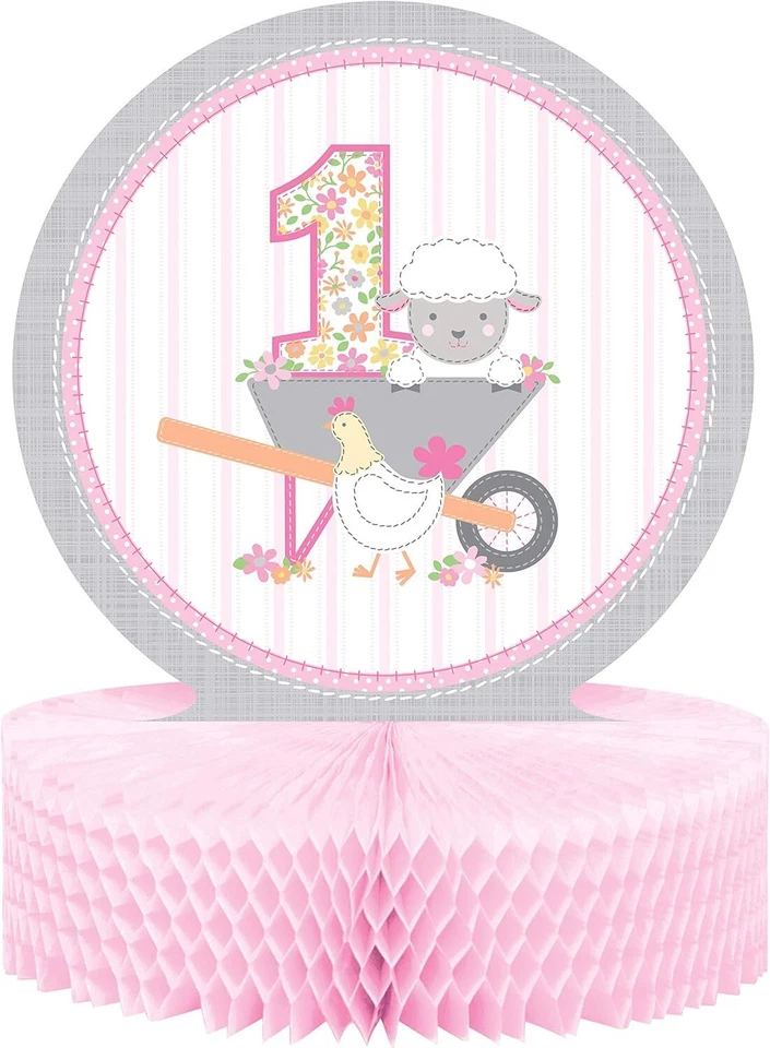 Farmhouse Barnyard Farm Animal 1st Birthday Party Decoration Centerpiece GIRL - Image 1 of 1
