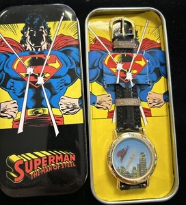 Superman Wristwatch & Tin 1993 DC Comics Collectible Watch Super Hero - BX689 - Picture 1 of 17