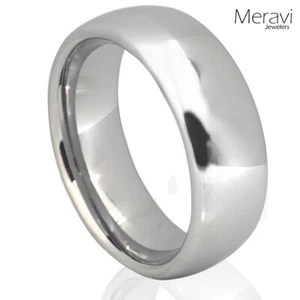 Silver Tungsten Carbide Dome Wedding Band Mens Womens Comfort Fit Promise Ring - Picture 1 of 14
