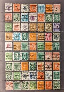 US stamps, 63 precancels from Axtell to Bridge City, Texas.  Ship O/S $2