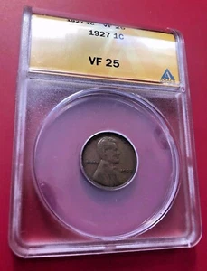 1927 1c Lincoln Wheat Cent Penny US Coin ANACS VF 25 - Picture 1 of 2