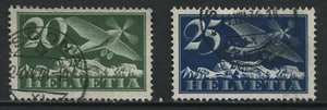 Correos aéreos suizos 1933 20 y 25 céntimos con goma a la parrilla usada - Imagen 1 de 1