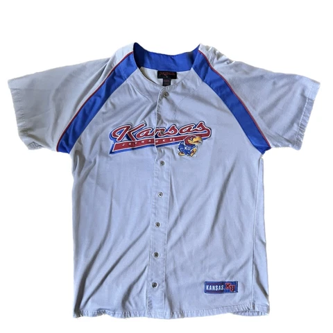 Kansas KU Jayhawks Jansport Baseball Gray Embroidered Button Jersey NCAA Men's L Cover