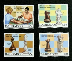 THEME ECHECS / SCHACH : BARBADE 1984 YVERT N° 600 à 603** NEUF - SERIE COMPLETE - Photo 1/1