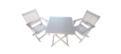Linus Set weiß gewischt Klapptisch Klappstuhl Gartenset Bistroset Bistrostuhl - Bild 1 von 4