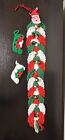 Vintage Crochet Christmas Wreath Door Hanger W/bells Decor Mid Century  Red