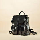 Erivis Leather Black Backpack Bags for Women oil-waxed cowhide