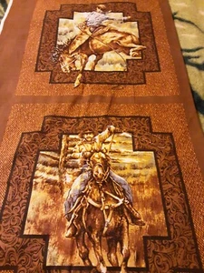 Fabric 2 Cowboys Pillow Or Quilt Panels 36 L X 21 W Multicolor - Picture 1 of 4