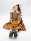 Homespun Doll Old Fashioned Girl with Hat Pumpkin &quot;GIVE THANKS&quot; Folk Art Autumn
