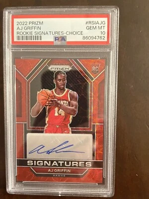 2022 Prizm AJ Griffin Rookie Signatures Choice Auto PSA 10 - Image 1 of 2
