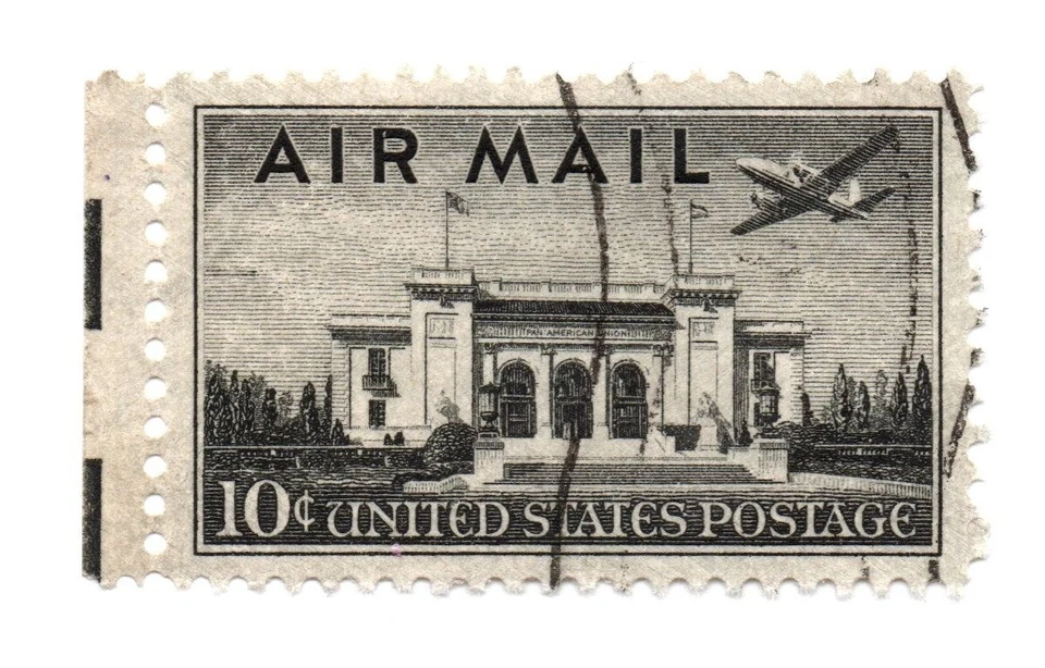 US Stamp Scott C34 Air Mail Pan-American Bldg Used 10c 1947 (b1) Lightly Hinged - Image 1 of 1