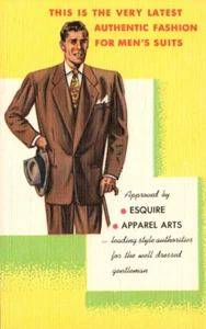 VINTAGE 1950 WERBUNG PC SCHÄFER SCHNEIDEREI CO HERRENANZÜGE TEICH ARCHIV NEUWERTIG - Bild 1 von 2