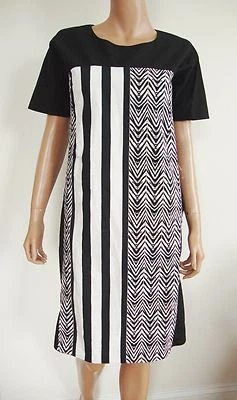 $1110 NUEVO DISFRAZ NACIONAL Negro Blanco 100% ALGODÓN CAMISA TÚNICA Vestido IT-38 Pequeño Foto 1 de 4