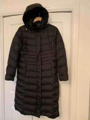 Lands End Down Coat Sz MP 10-12 Full Length Black w/Snap Off Hood - Image 1 of 4