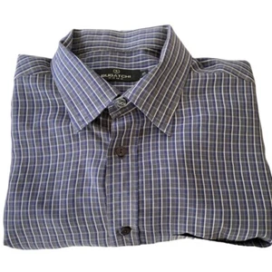 Bugatchi Uomo Checkered Blue Plaid Dress Shirt Mens XL - Picture 1 of 11