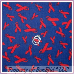 BonEful FABRIC FQ Cotton Quilt Blue Red American Military VTG 911 Hero US Ribbon - Picture 1 of 13