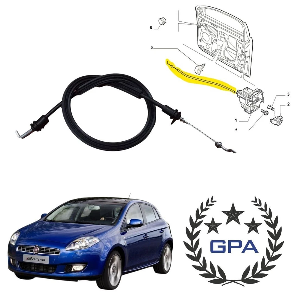 CAVO MANIGLIA INTERNA ANTERIORE DX/SX FIAT BRAVO 2007 2008 2009 2010 2011 2012 - Immagine 1 di 1