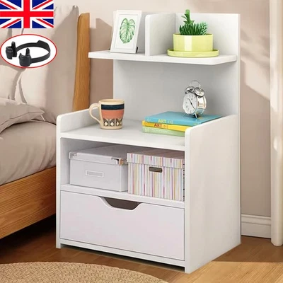 Bedside Table Drawer Cabinet End Side Table Bedroom Furniture Storage Nightstand - Image 1 of 4