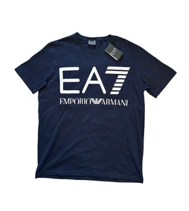 Emporio Armani EA7 Men's Graphic Crewneck T-Shirt Navy Blue Cotton Size XL NWT - Picture 1 of 11